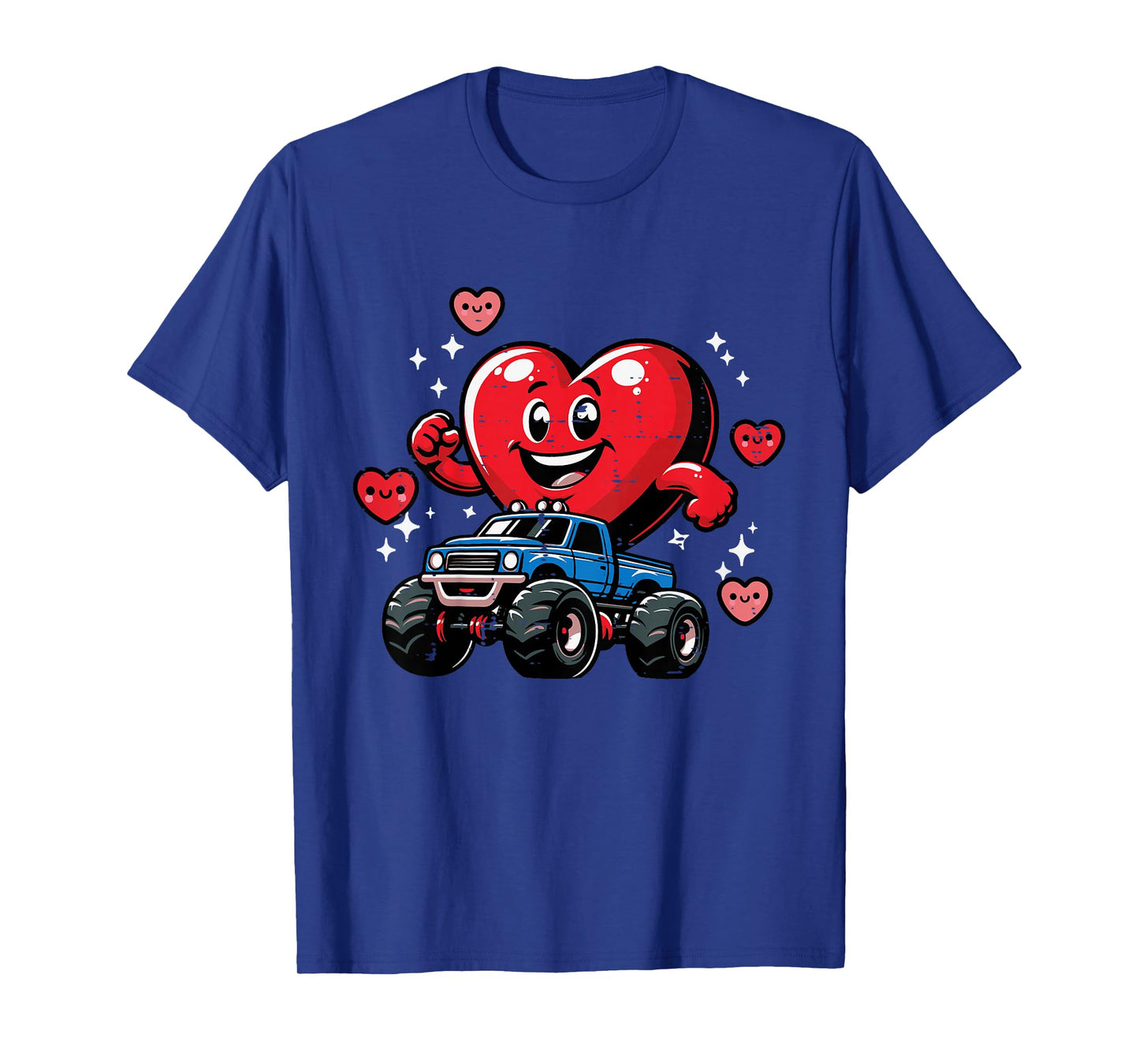 Kids Valentines Day Heart On Monster Truck Cute Toddler Boys Kids T-Shirt