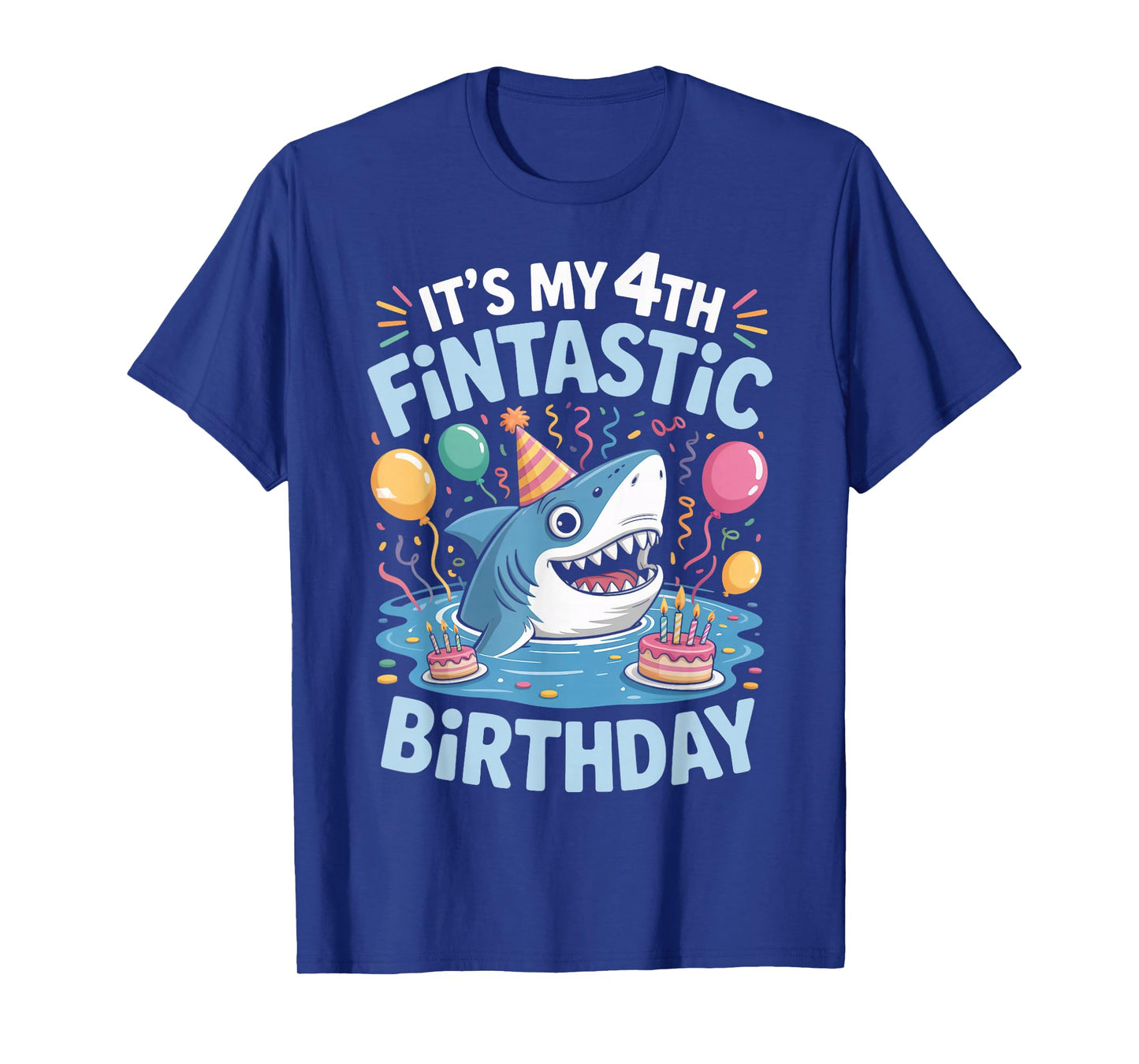My 4th Fintastic Shark Birthday Party 4 Years Old Shark T-Shirt