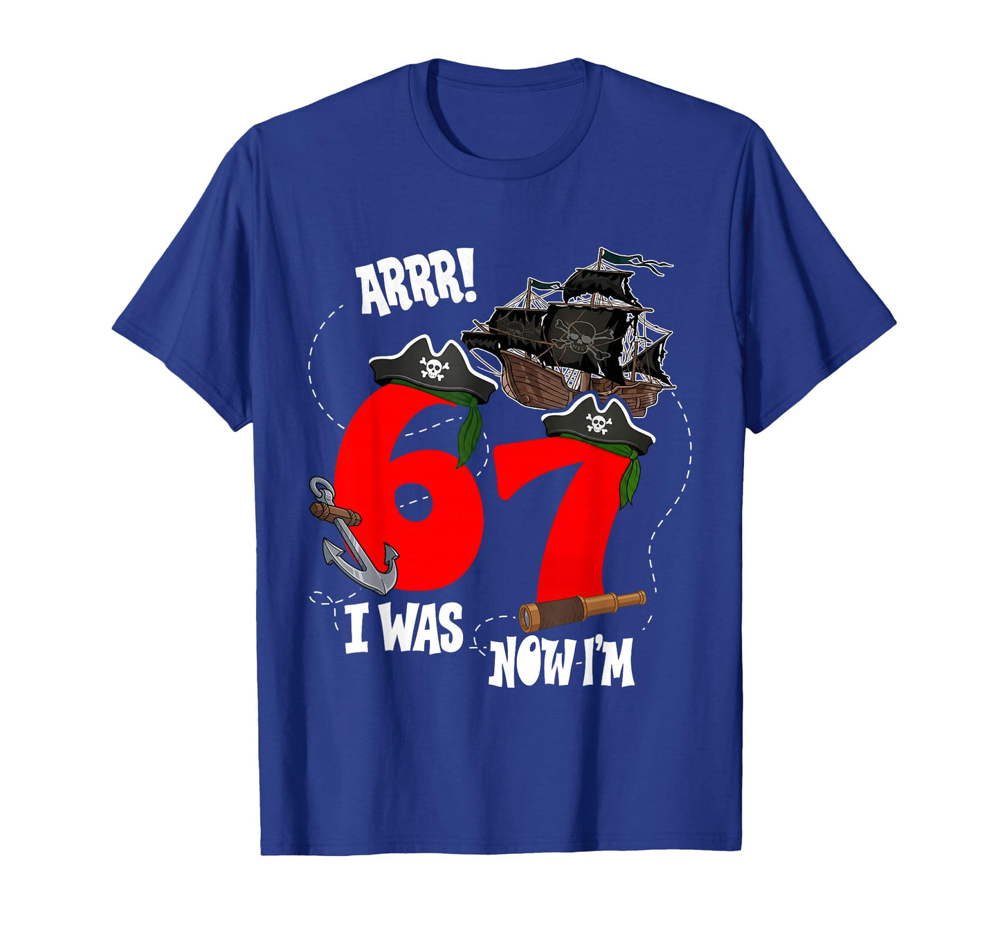 Kids Arrr I was 6 Now I'm 7 Pirate Theme 7th Birthday Boys T-Shirt