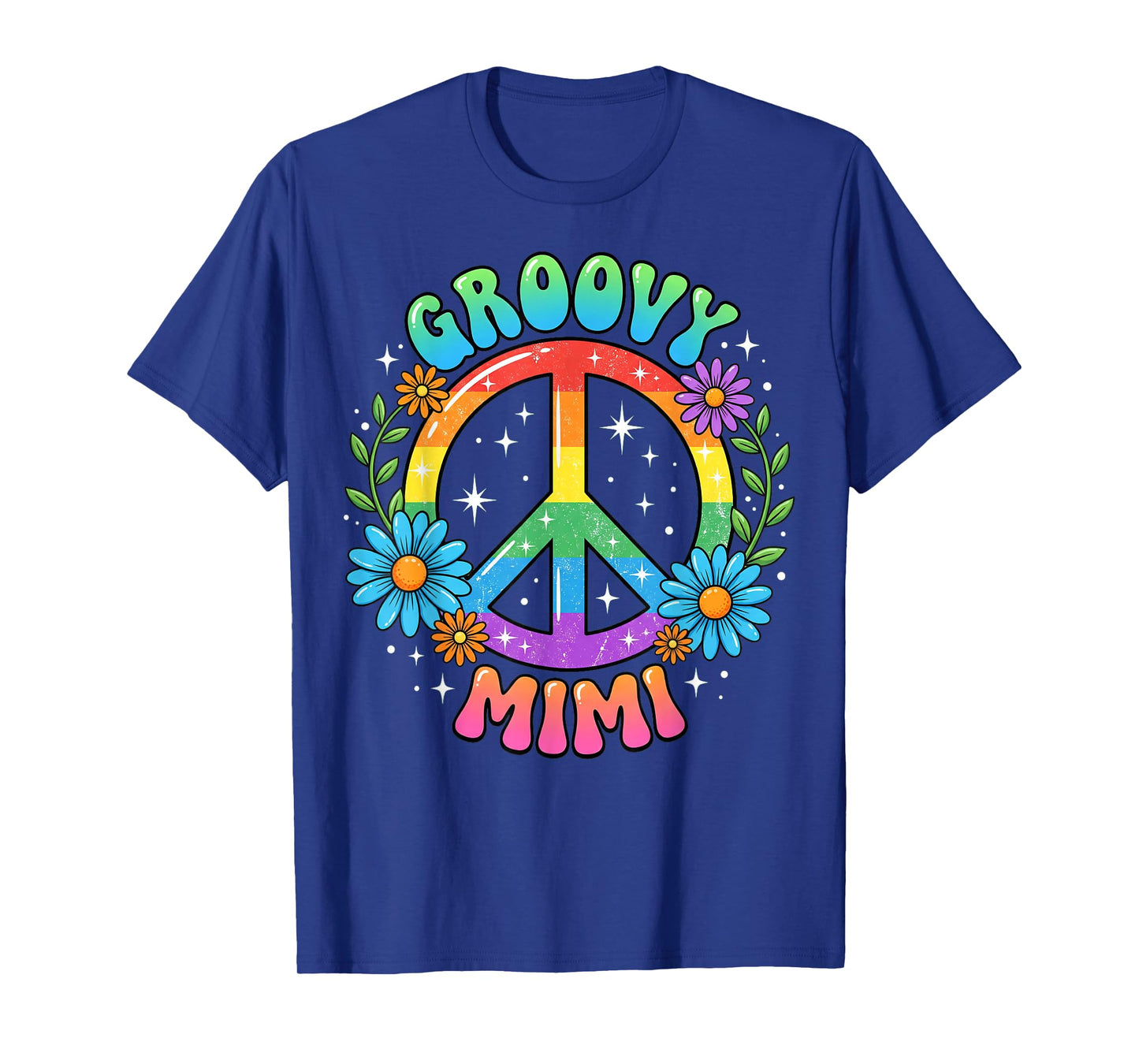 Funny Groovy Mimi Floral Hippie Grandmother Mom Mother Retro T-Shirt
