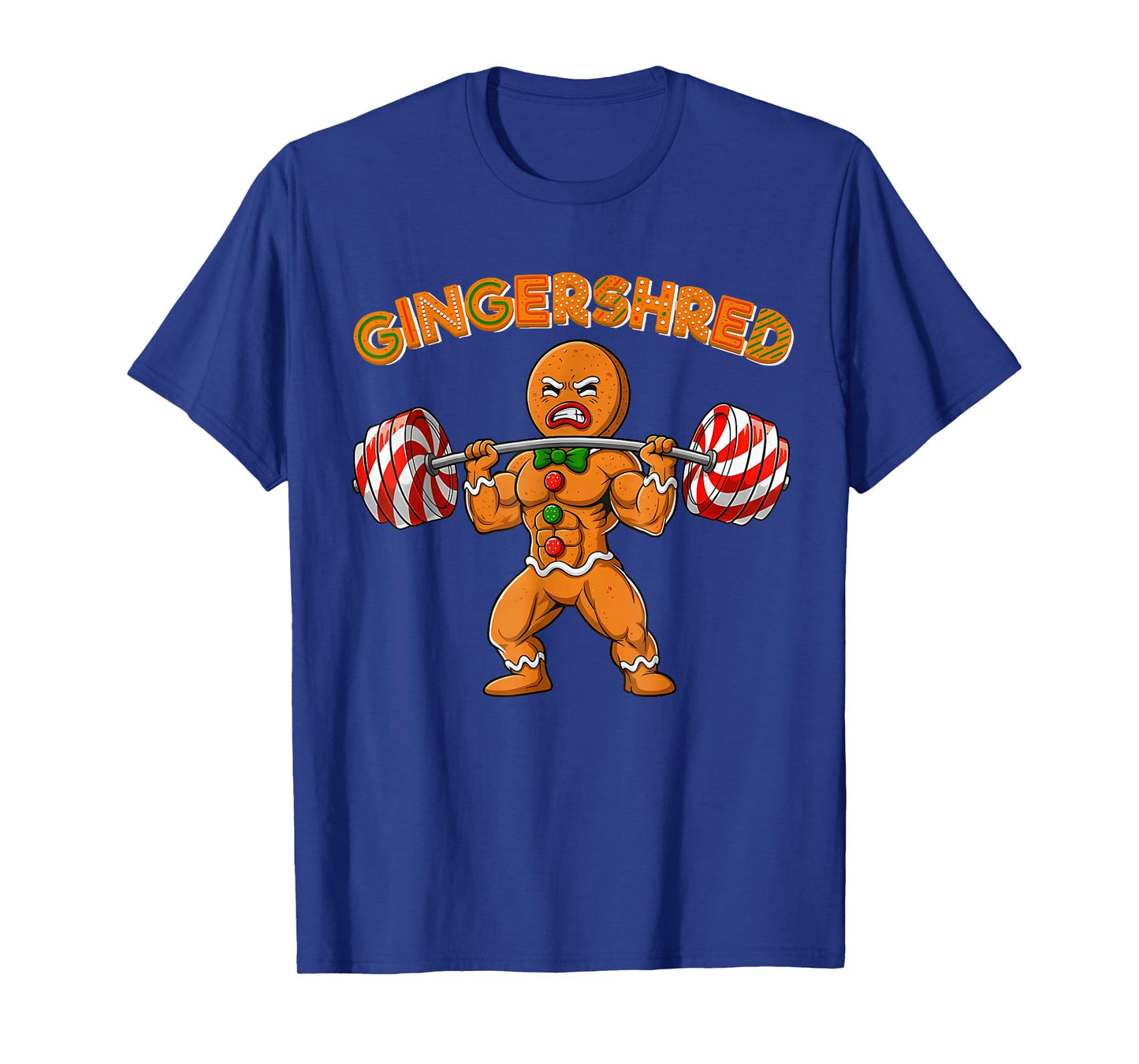 Gingershred Bodybuilder Funny Gingerbread Man Weightlifting T-Shirt