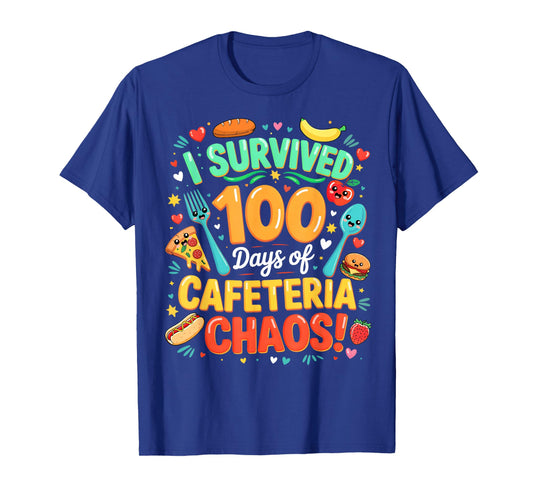 I Survived 100 Days of School Cafeteria Chaos Lunch Lady T-Shirt