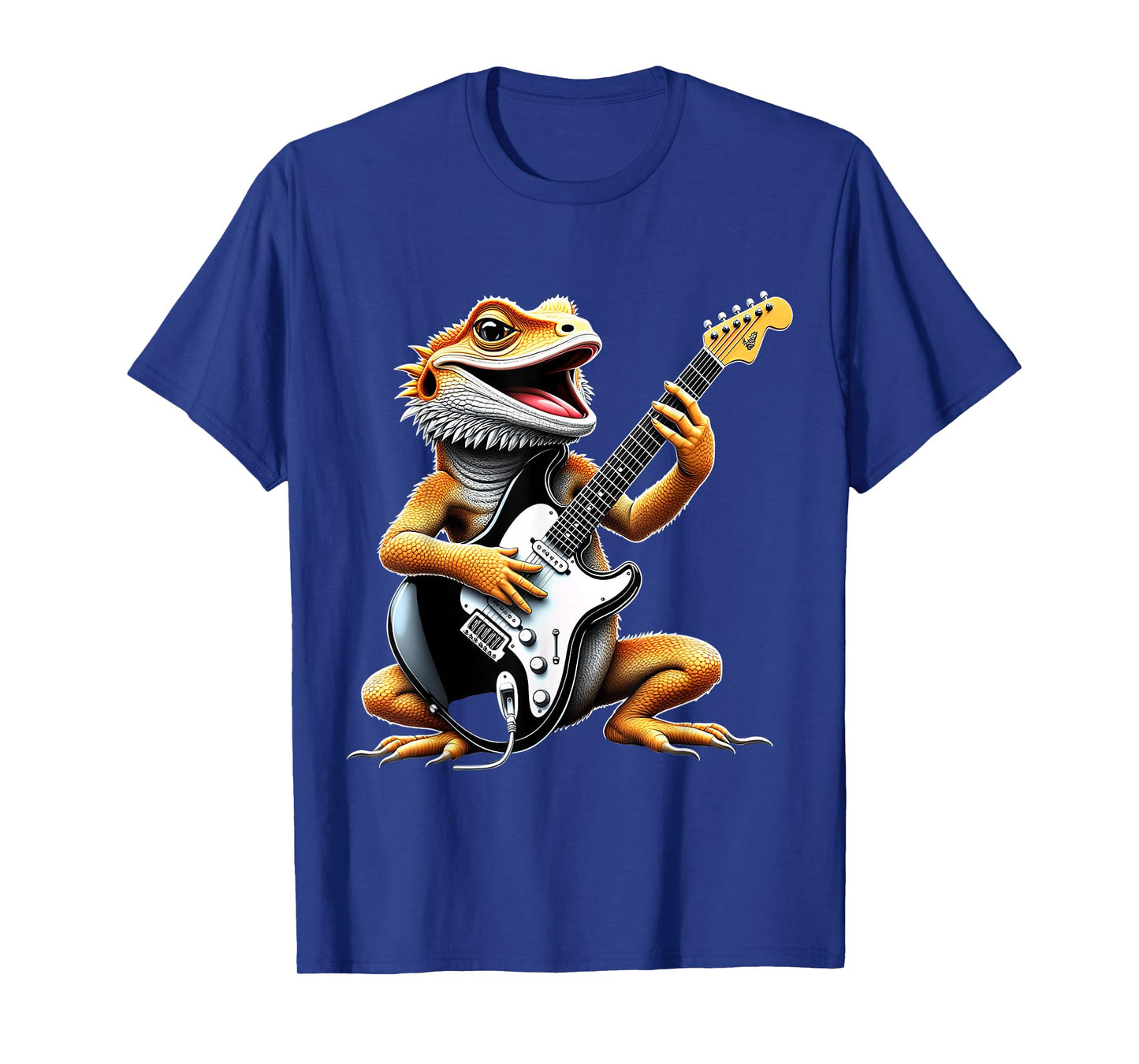 Funny Bearded Dragon Playing Guitar Animal Music Lover T-Shirt