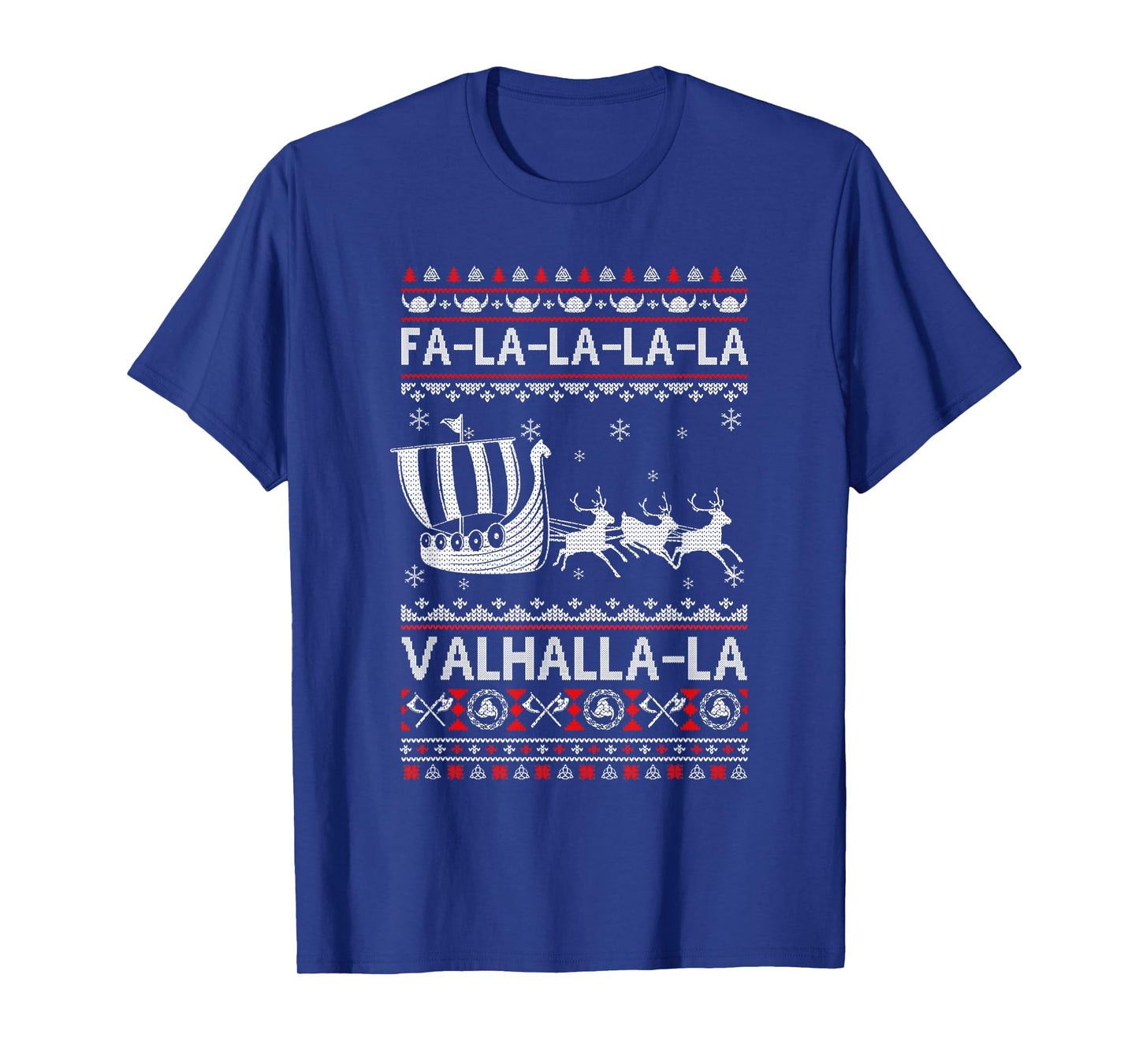 FA La La Valhalla Viking Ship Christmas Xmas Ugly Sweater T-Shirt