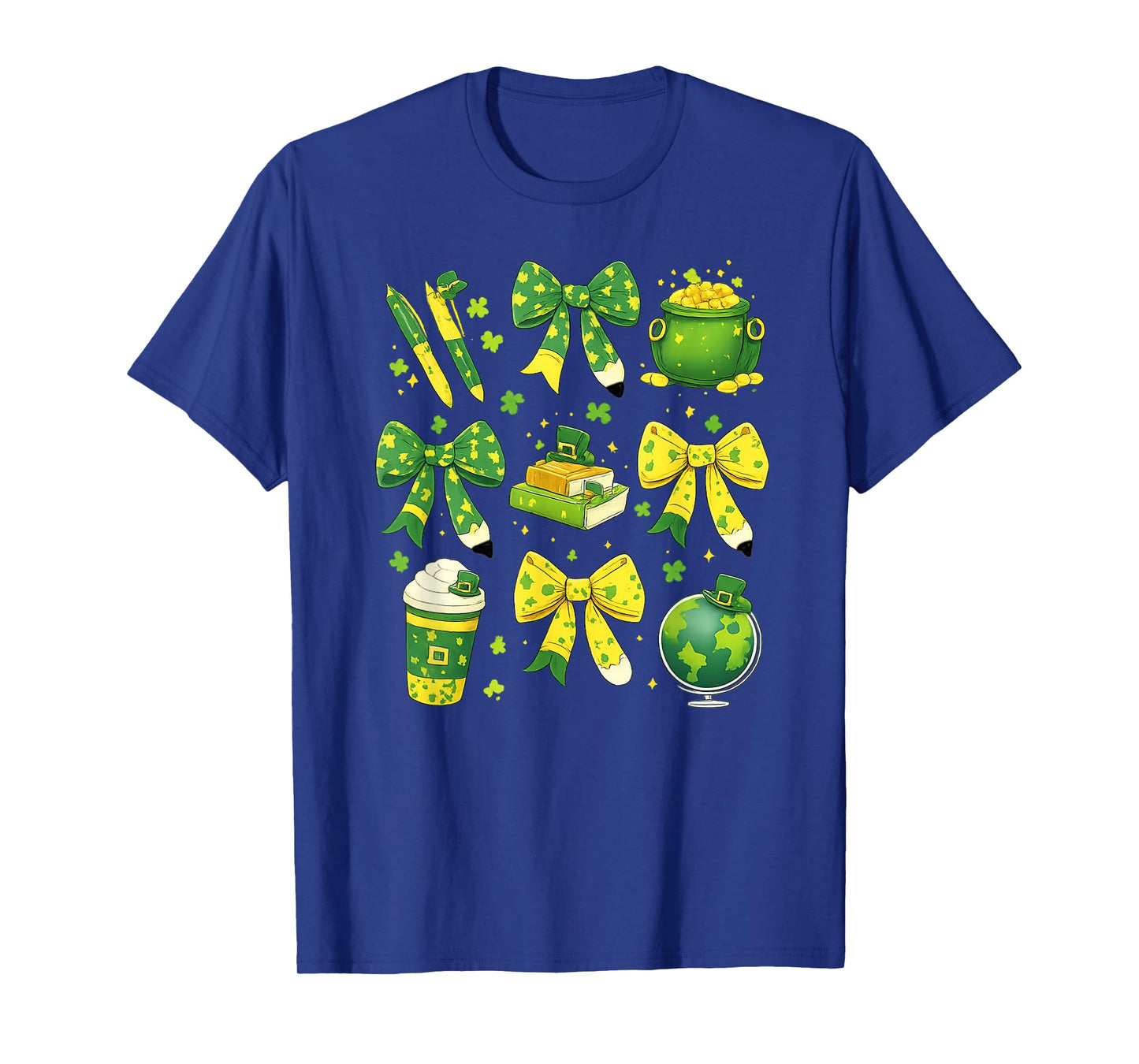 St Patrick's Day Lucky Teacher Shamrock Coquette Bow Pencil T-Shirt