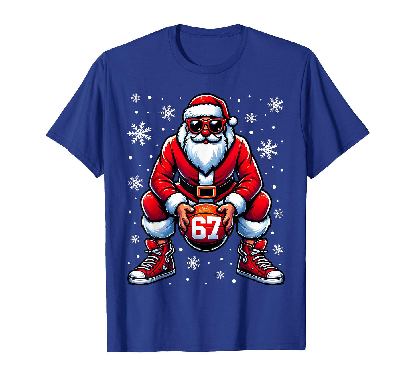 Funny Christmas Basketball Cool Santa Claus 6 7 Meme Teens T-Shirt