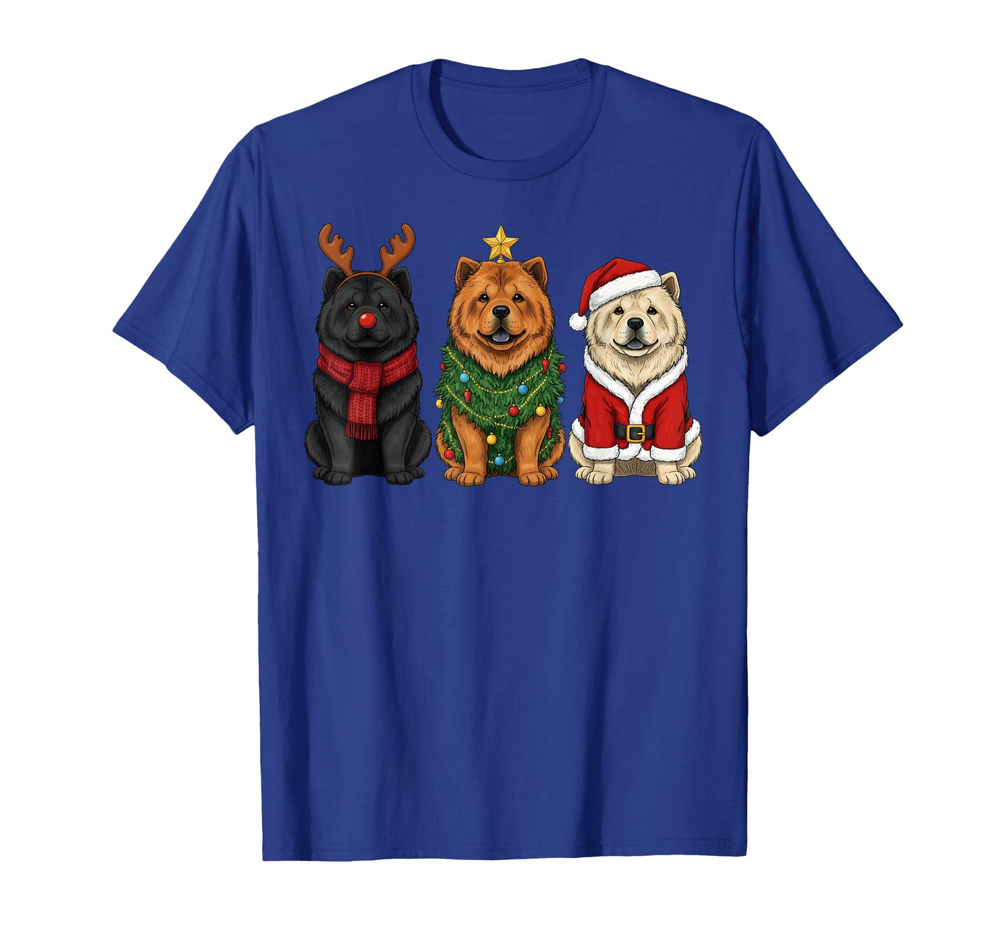 Retro Christmas Chow Chow Santa Reindeer Dog Lover T-Shirt