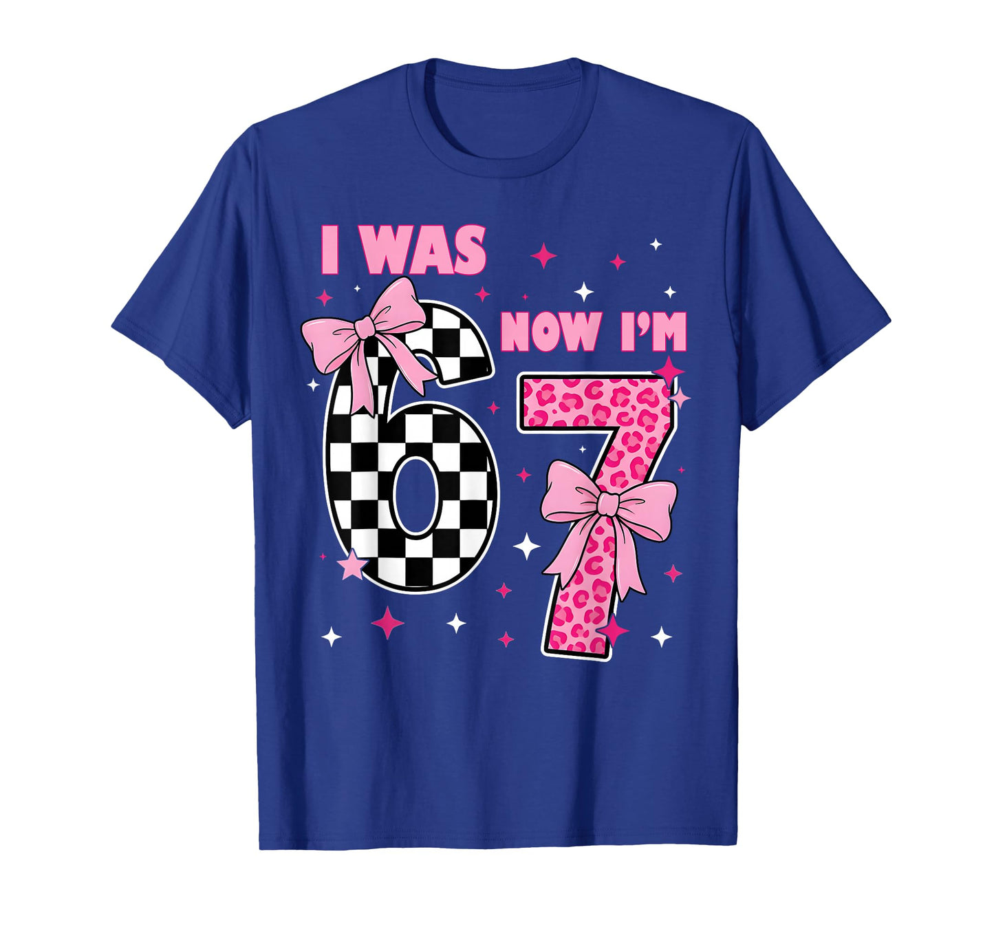 7th Birthday Girl I was 6 Now I'm 7 Coquette Bow Bday Party T-Shirt