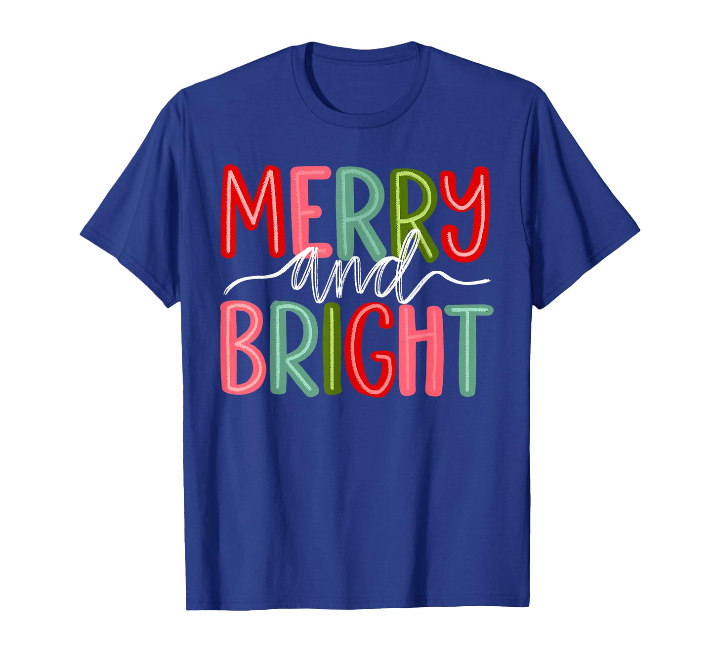 Retro Merry and Bright Christmas Holiday Xmas Family Pajamas T-Shirt