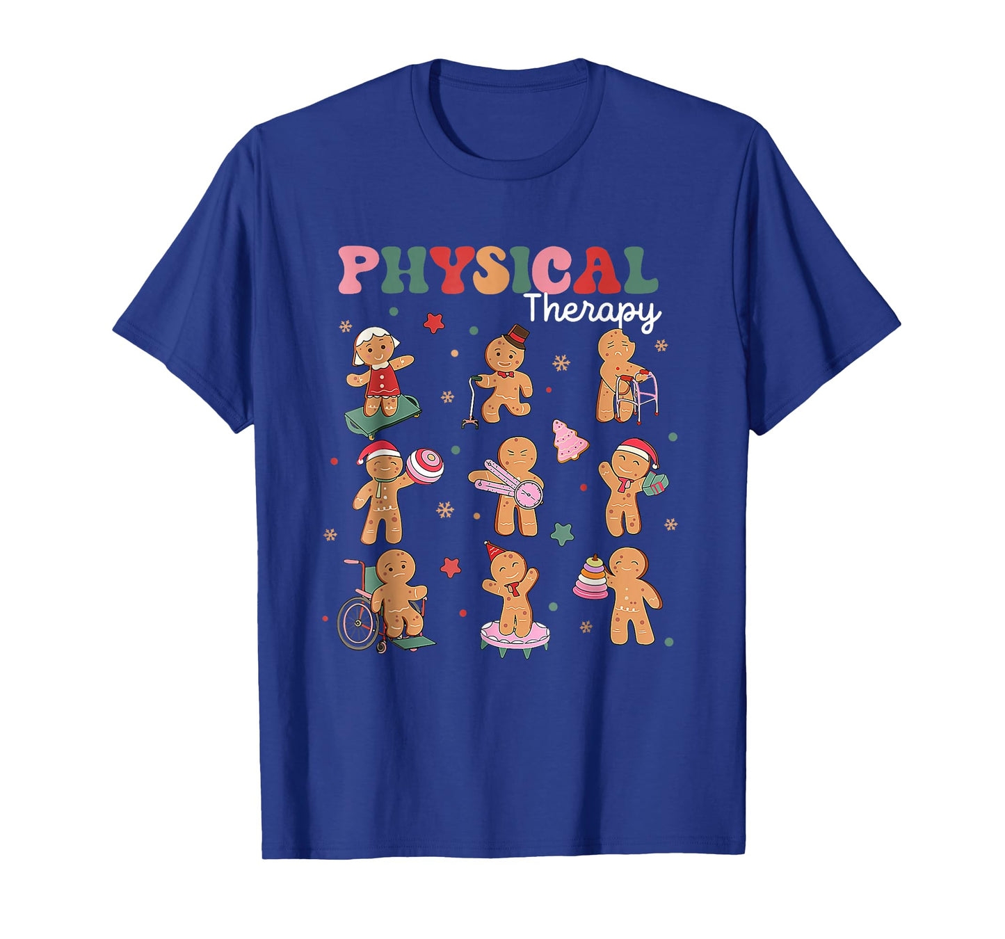 Retro Physical Therapy Gingerbread Christmas PT Funny Xmas T-Shirt