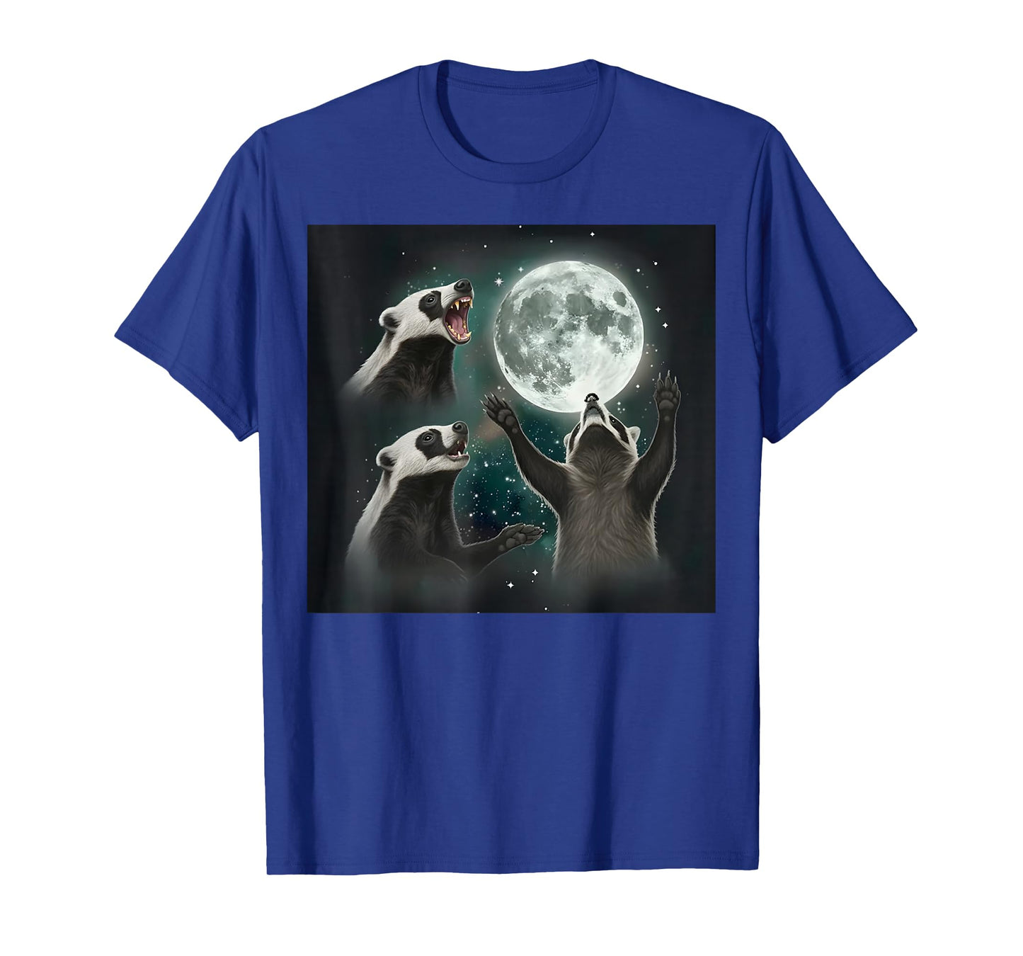 Three Honey Badger Howling at Moon Funny Weird T-Shirt