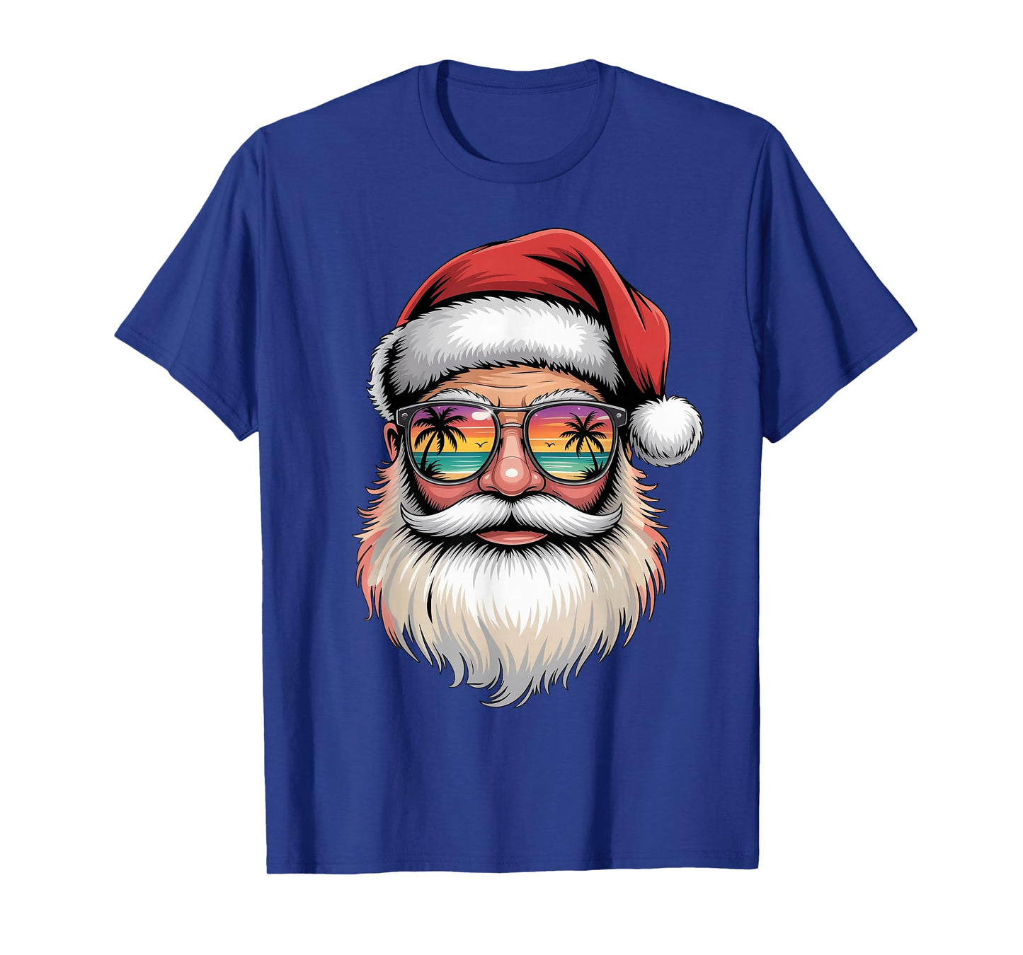 Tropical Christmas Hawaiian Santa Sunglasses Summer Xmas T-Shirt