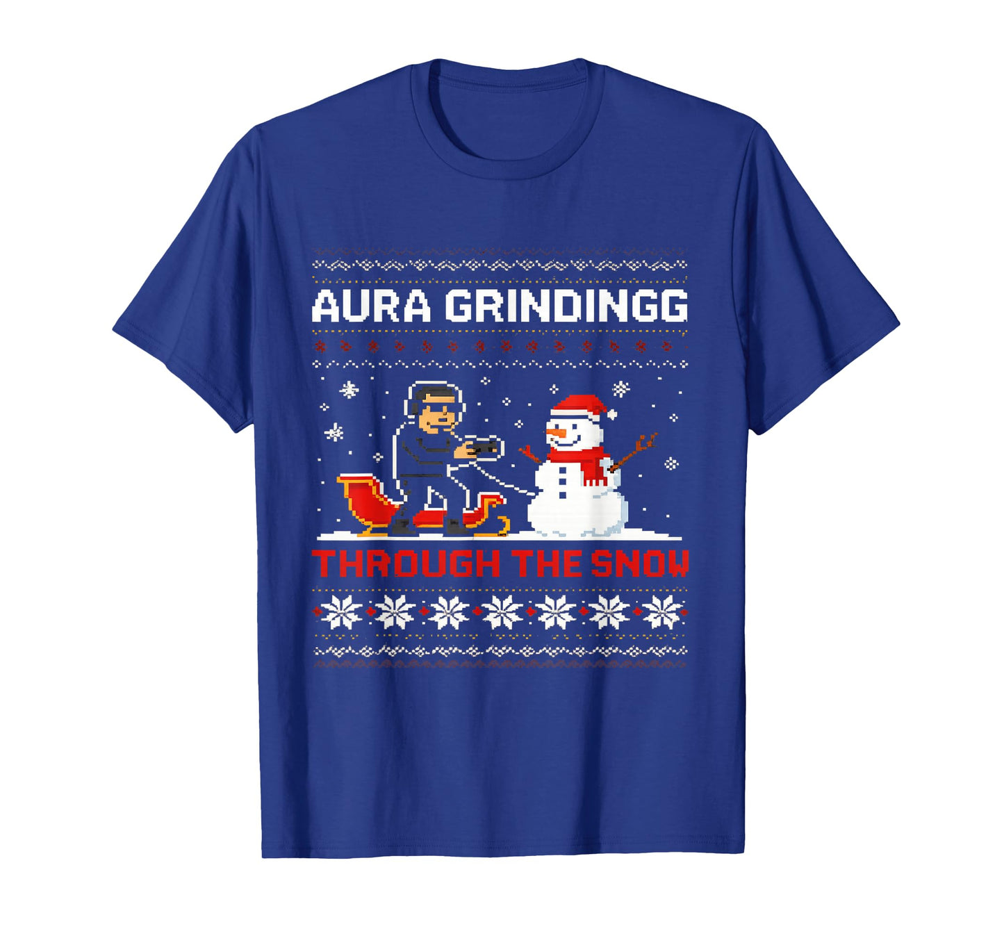 Funny Aura Grinding Christmas Meme Winter Gamer T-Shirt