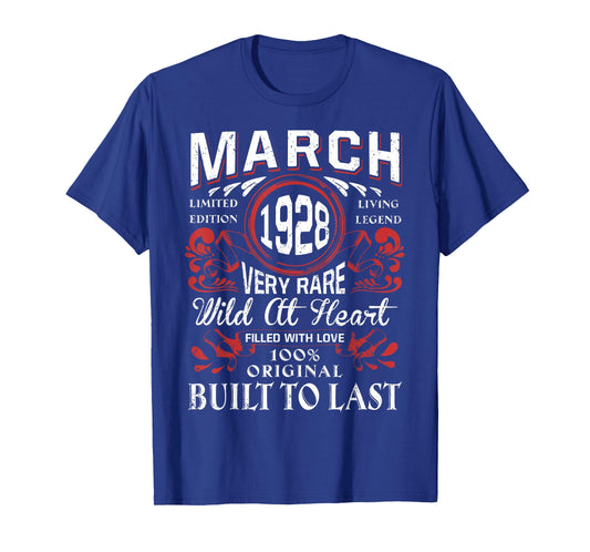 March 1928 Birthday Vintage Label Decorations Retro Bday T-Shirt