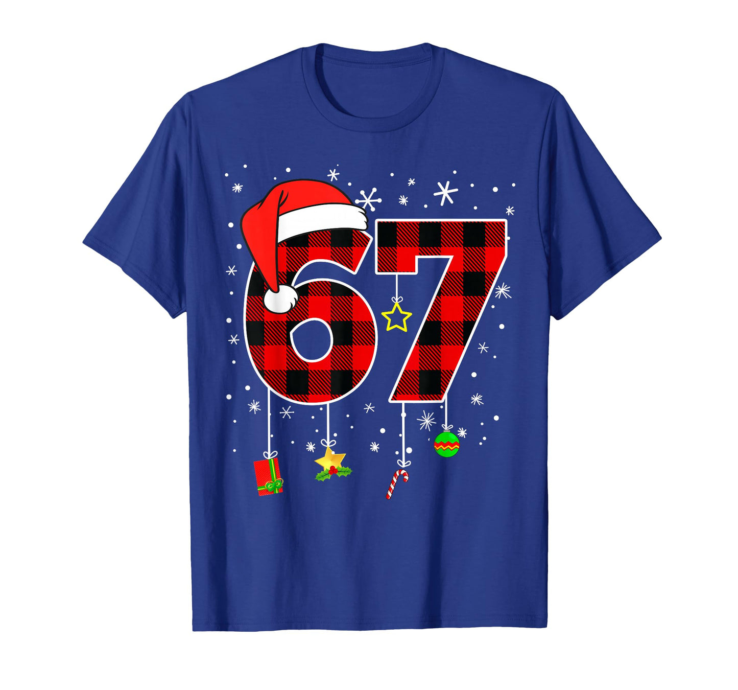 Six Seven 67 Christmas Red Plaid Xmas Boys Kids Funny Santa T-Shirt