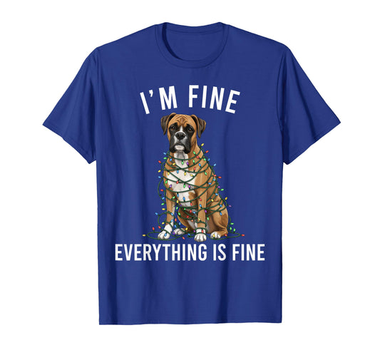 Boxer Dog Christmas I'm Fine Everything is Fine T-Shirt