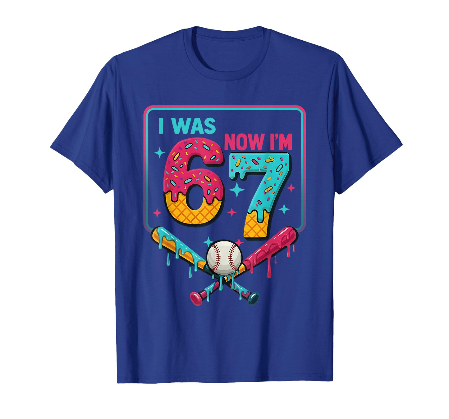 I was 6 Now Im 7 Ice Cream Drip Baseball for Men Women Kids T-Shirt