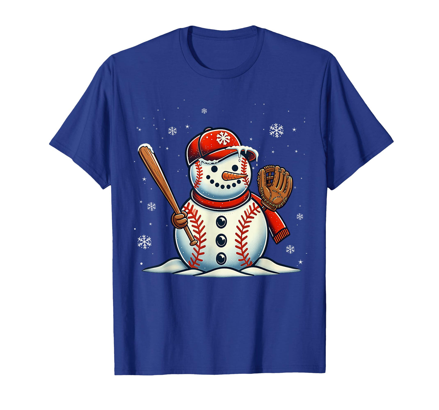 Christmas Baseball Snowman Boys Baseball Christmas Women Men T-Shirt