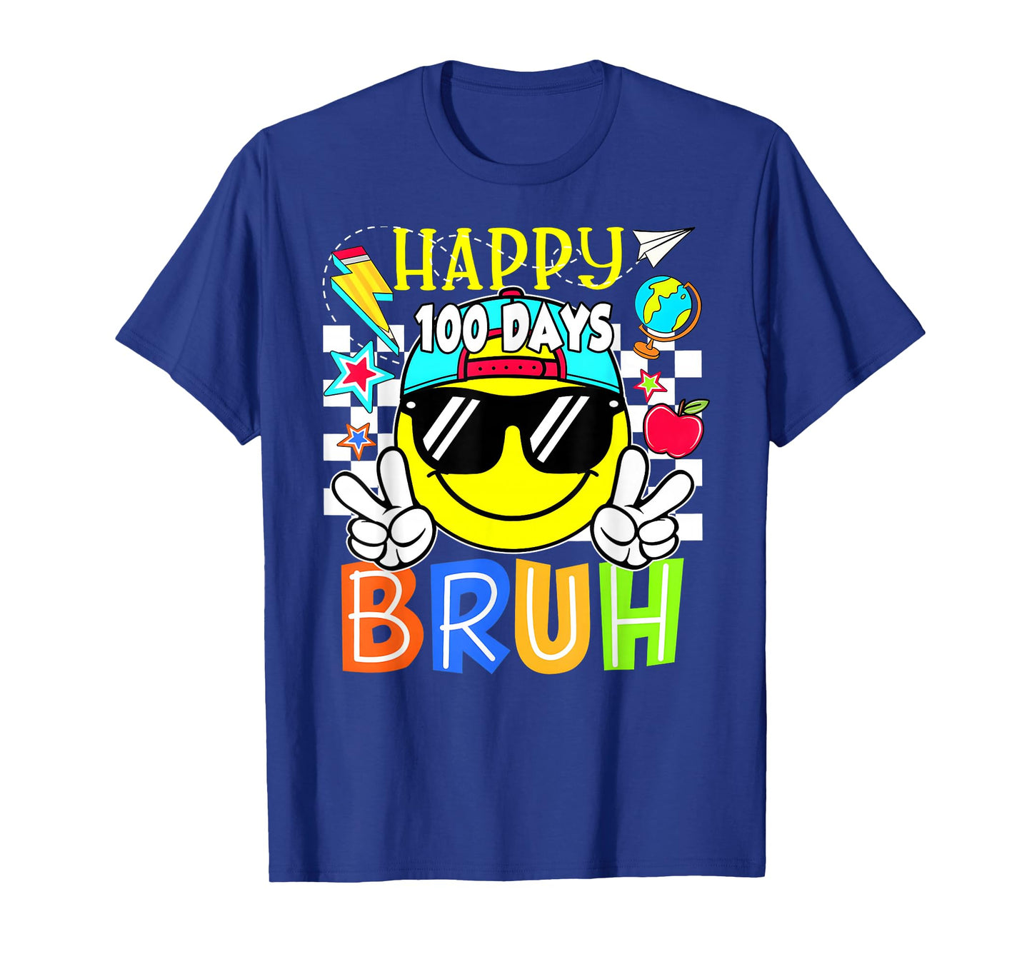 Funny 100 Days of School 100th Day Smile Groovy Face Kids T-Shirt