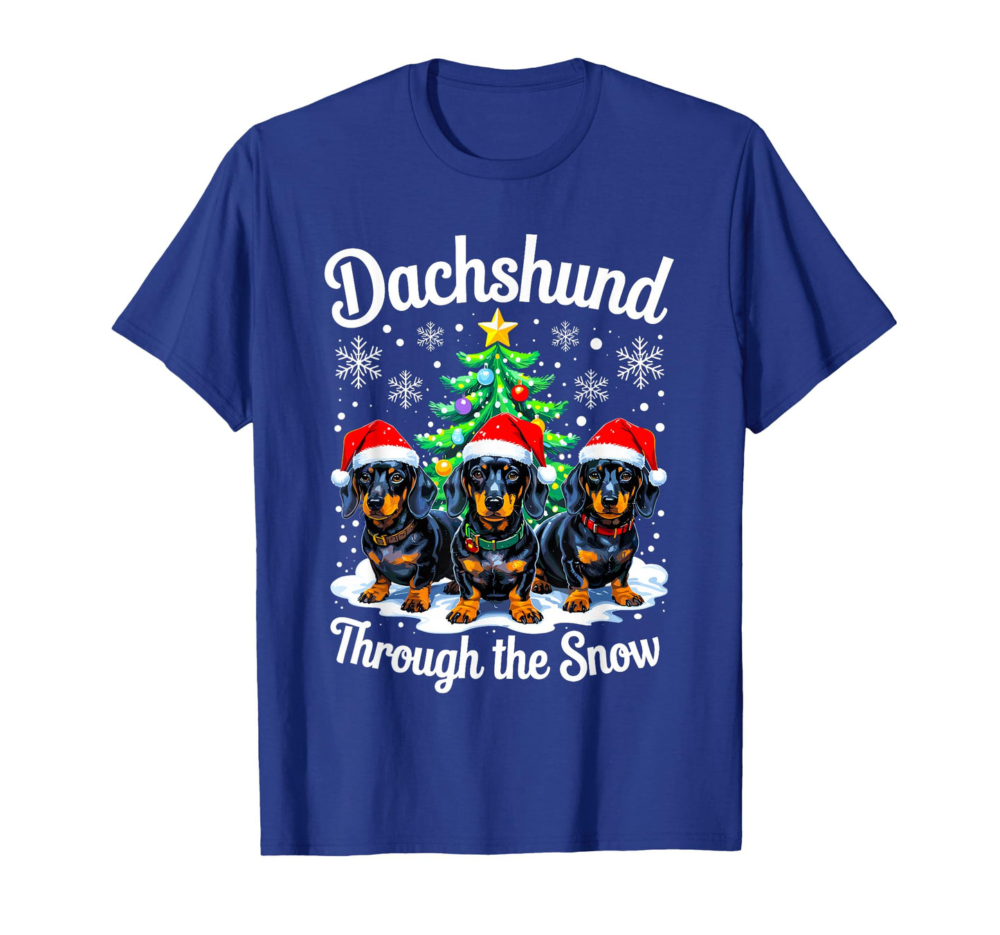 Funny Dachshund Through The Snow Christmas Light Dog Lovers T-Shirt