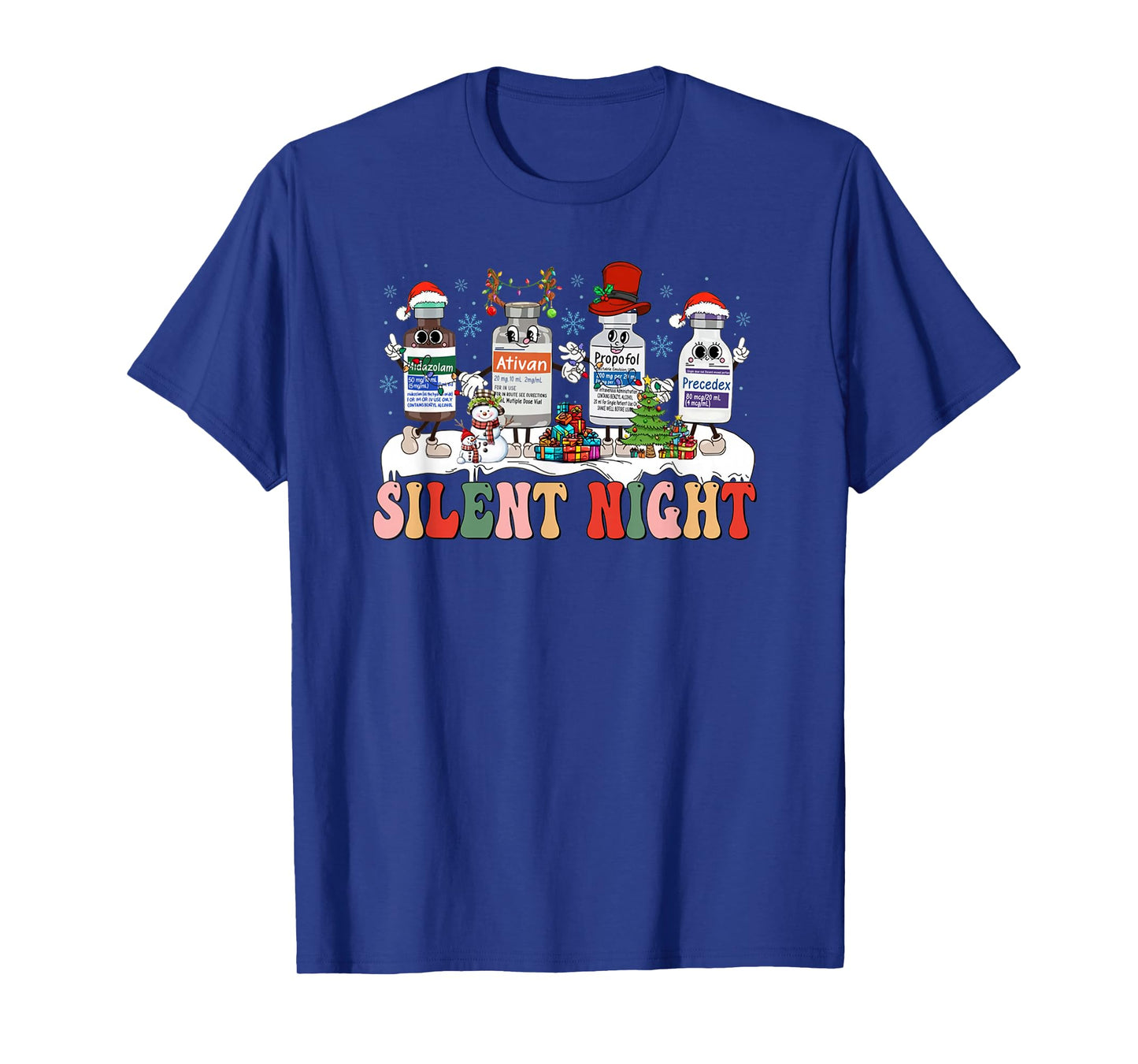 Retro Propofol Silent Night ICU Nurses Funny Merry Christmas T-Shirt