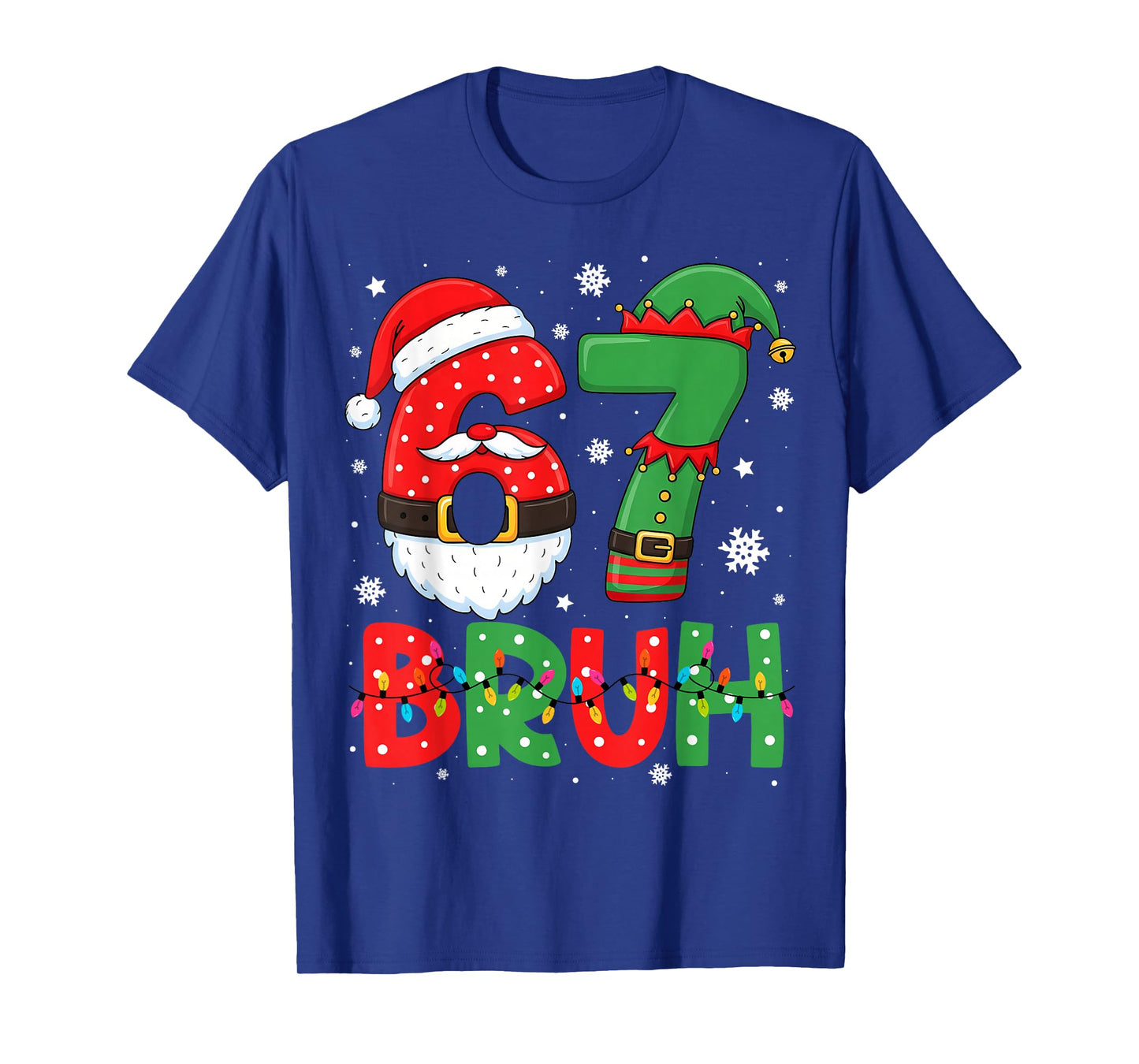 Funny Bruh 67 Six Seven 6 7 Meme Christmas Boys Santa Elf T-Shirt