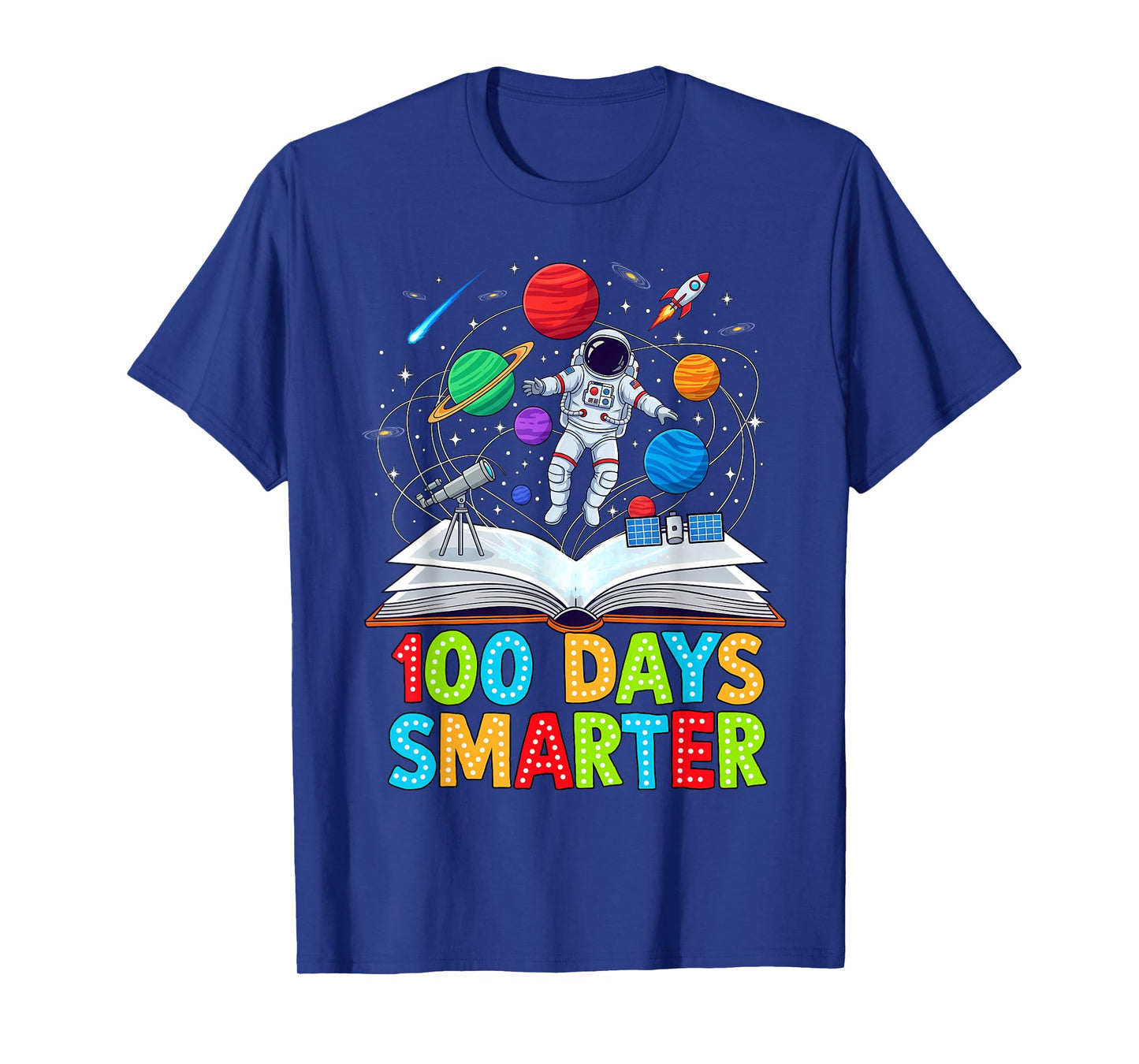 100 Days Smarter Astronaut Space 100th Day of School Kids T-Shirt