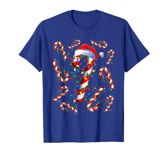 Christmas Candy Cane Santa Xmas Kids Toddler Youth Women Men T-Shirt