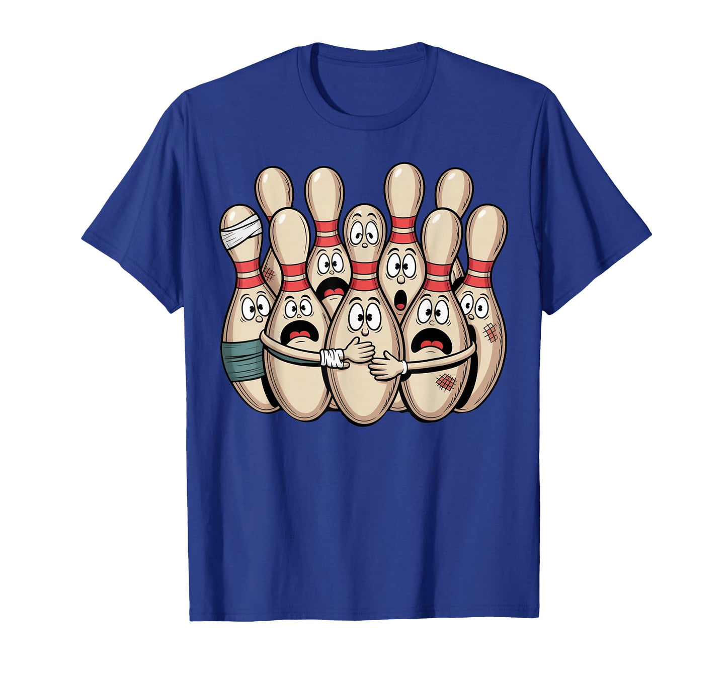 Vintage Scared Bowling Cartoon Funny Bowler League T-Shirt