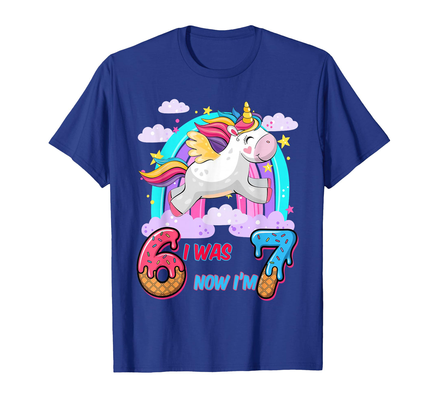 I was Six Now I'm Seven Dabbing Unicorn 67 Meme 7th Birthday T-Shirt