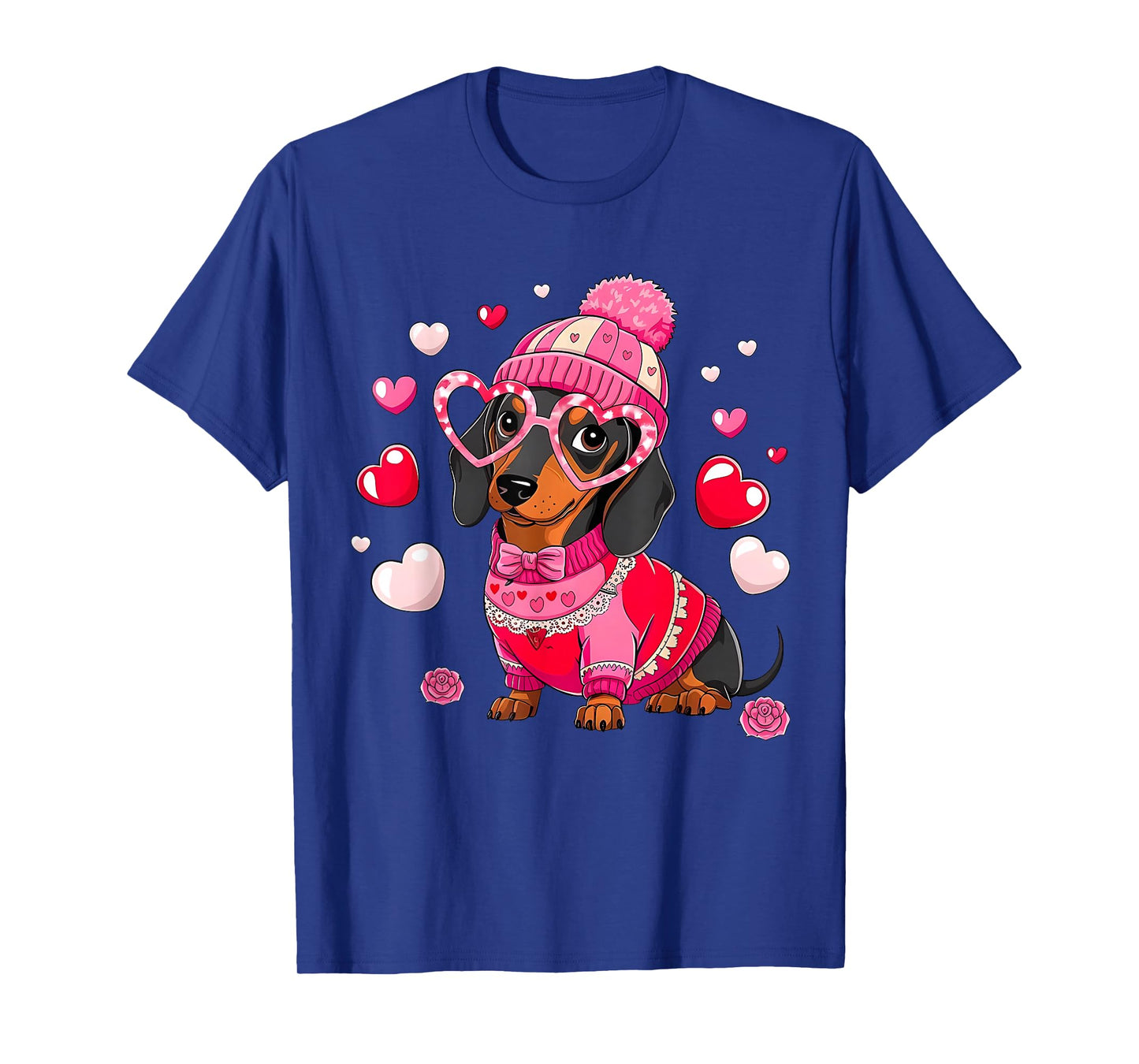 Cute Dachshund Valentine's Day Heart Lover Dog Mom Women T-Shirt