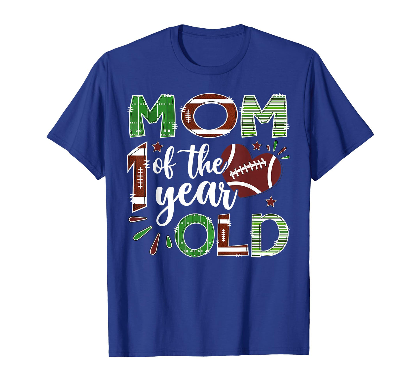Mom of The 1 Year Old Football First Birthday Boy Matching T-Shirt
