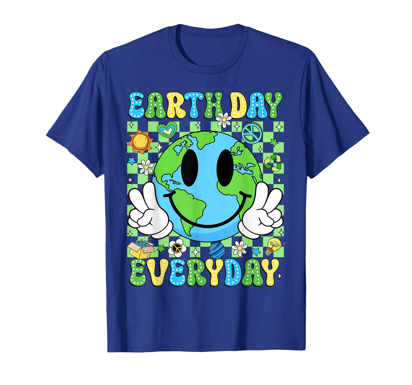 Earth Day Everyday Funny Smile Face Earth Boys Kids Toddlers T-Shirt