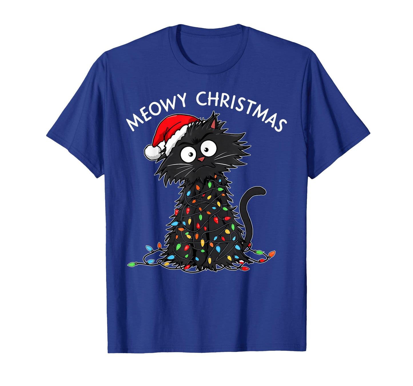 Funny Cat Meowy Christmas Lights Pet Lover Xmas Holiday T-Shirt