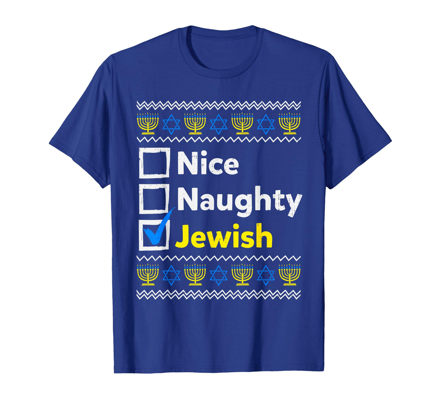 Nice Naughty Jewish Christmas Ugly Hanukkah Menorah Chanukah T-Shirt