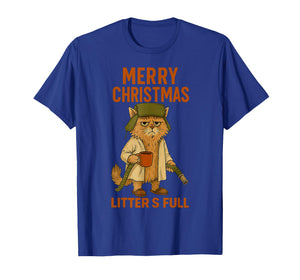 Litter's Full Merry Christmas Funny Cat Lovers Holidays Xmas T-Shirt