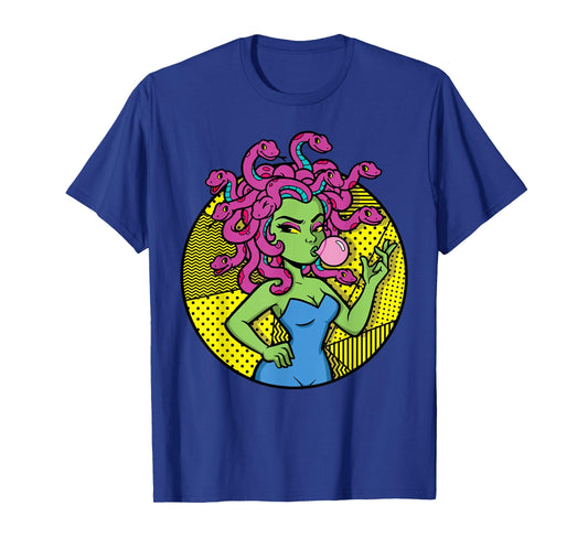 Medusa Blowing Bubble Gum Funny Snake Mythology Feminist T-Shirt