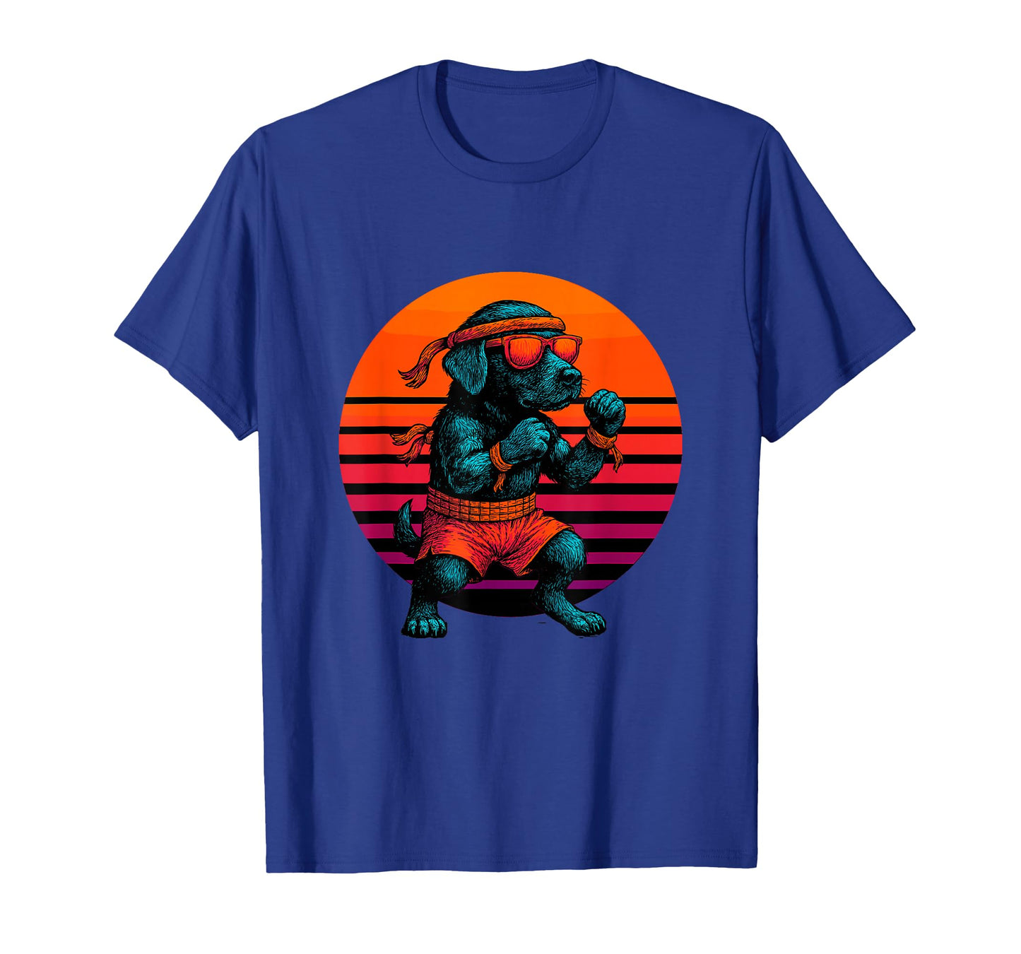 Retro Dog with Gloves Muay Thai Fighter T-Shirt