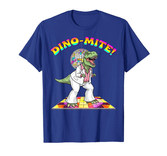 Dino-Mite! Funny T-Rex Dinosaur Disco Dancing 70s Retro T-Shirt