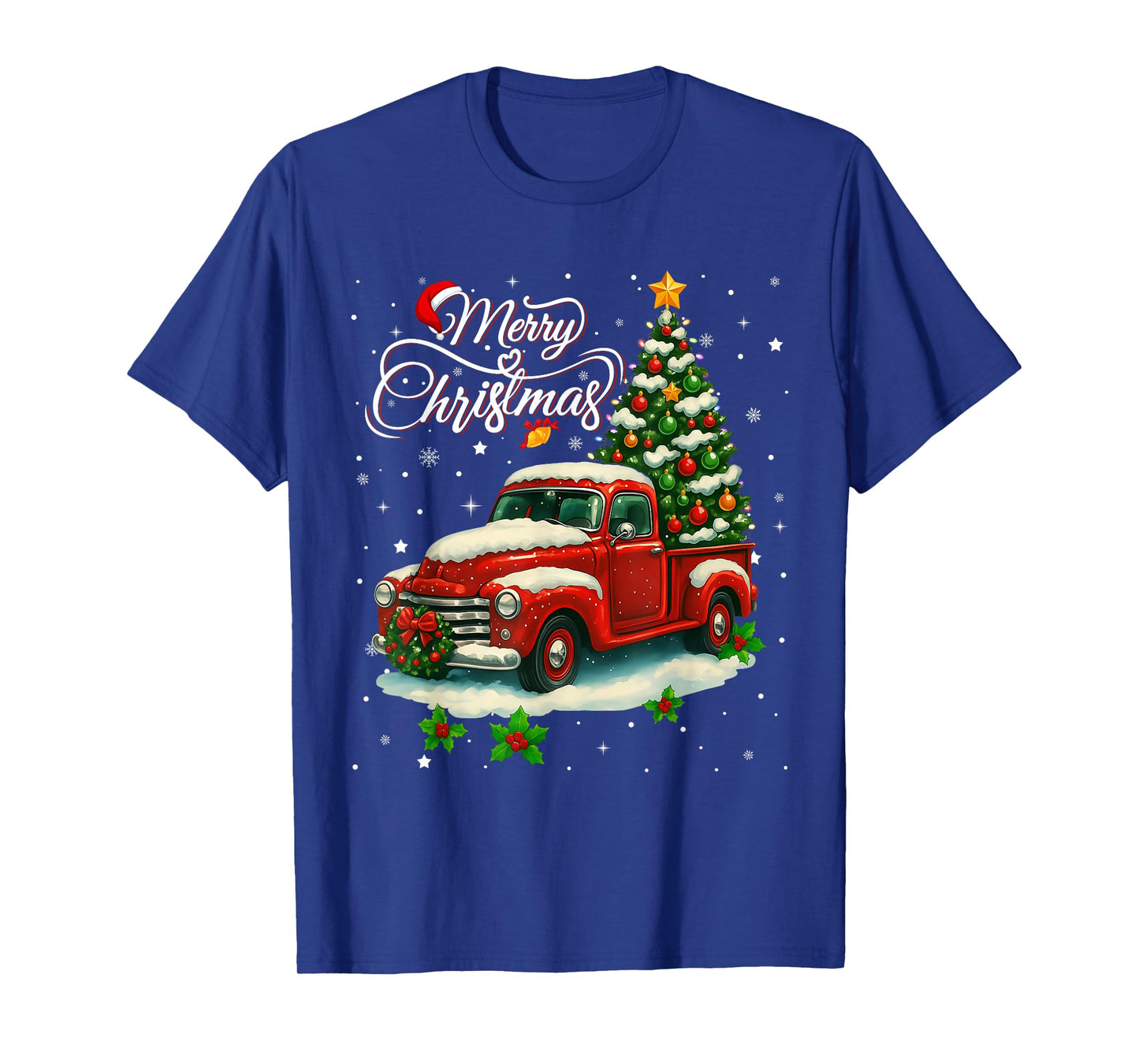Red Pickup Truck Christmas Tree T-Shirt