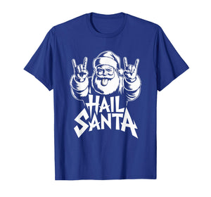 Hail Santa Rocking Christmas Rock and Roll Fun Music Xmas T-Shirt