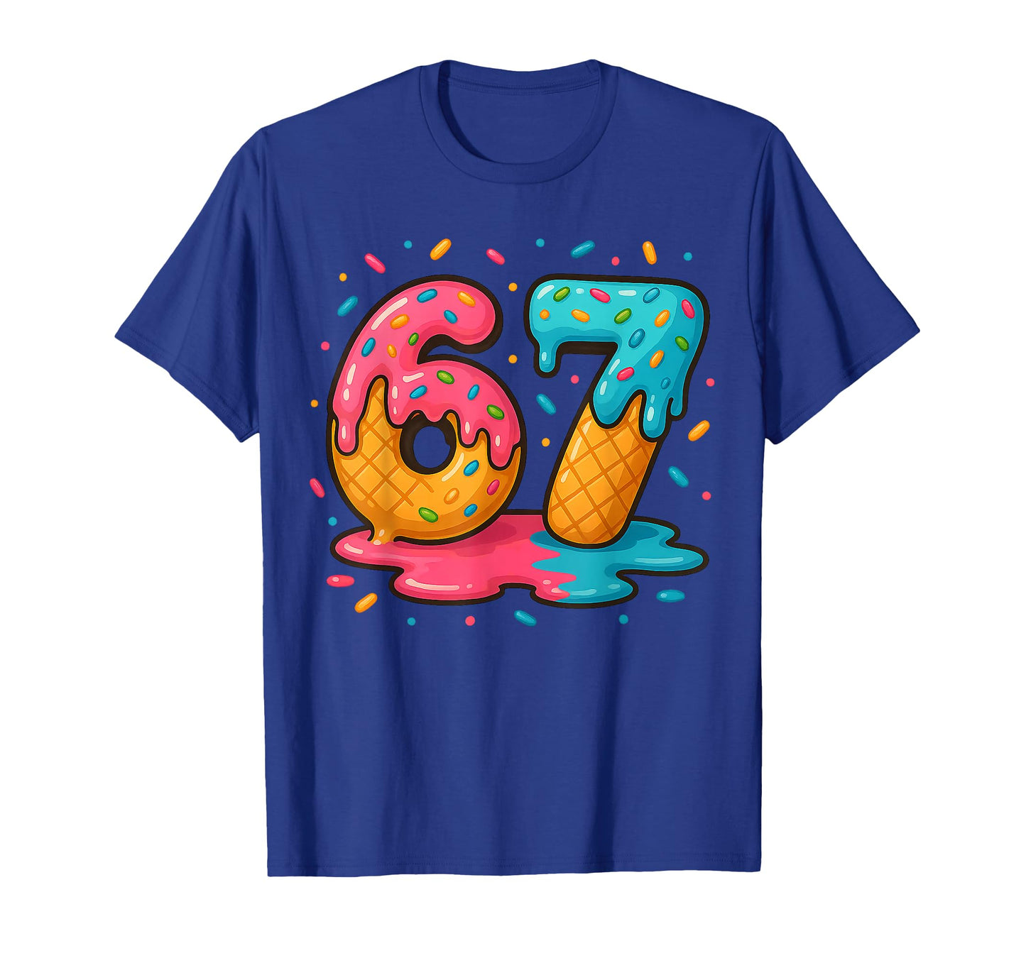 Six Seven Ice Cream Drip Cool Meme 67 Funny Number T-Shirt