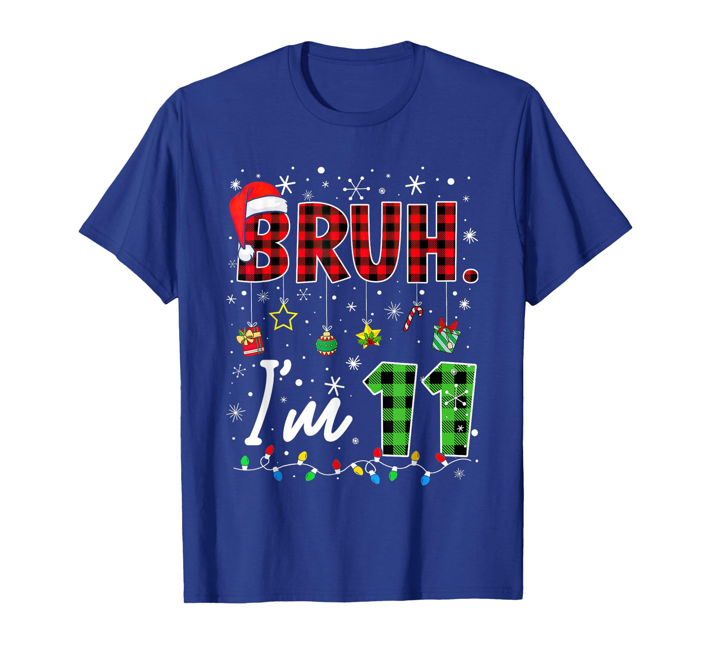 Bruh I'm 11 Years Old Christmas Red Plaid 11th Bday Pajamas T-Shirt