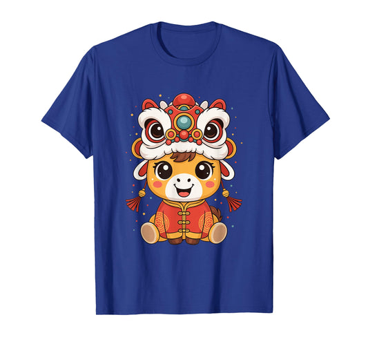 Lunar New Year 2026 Kawaii Chinese Zodiac Horse Lion Dance T-Shirt