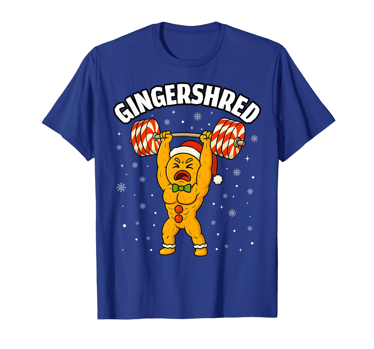 Funny Gingerbread Man Gym Bodybuilding Christmas Gingershred T-Shirt