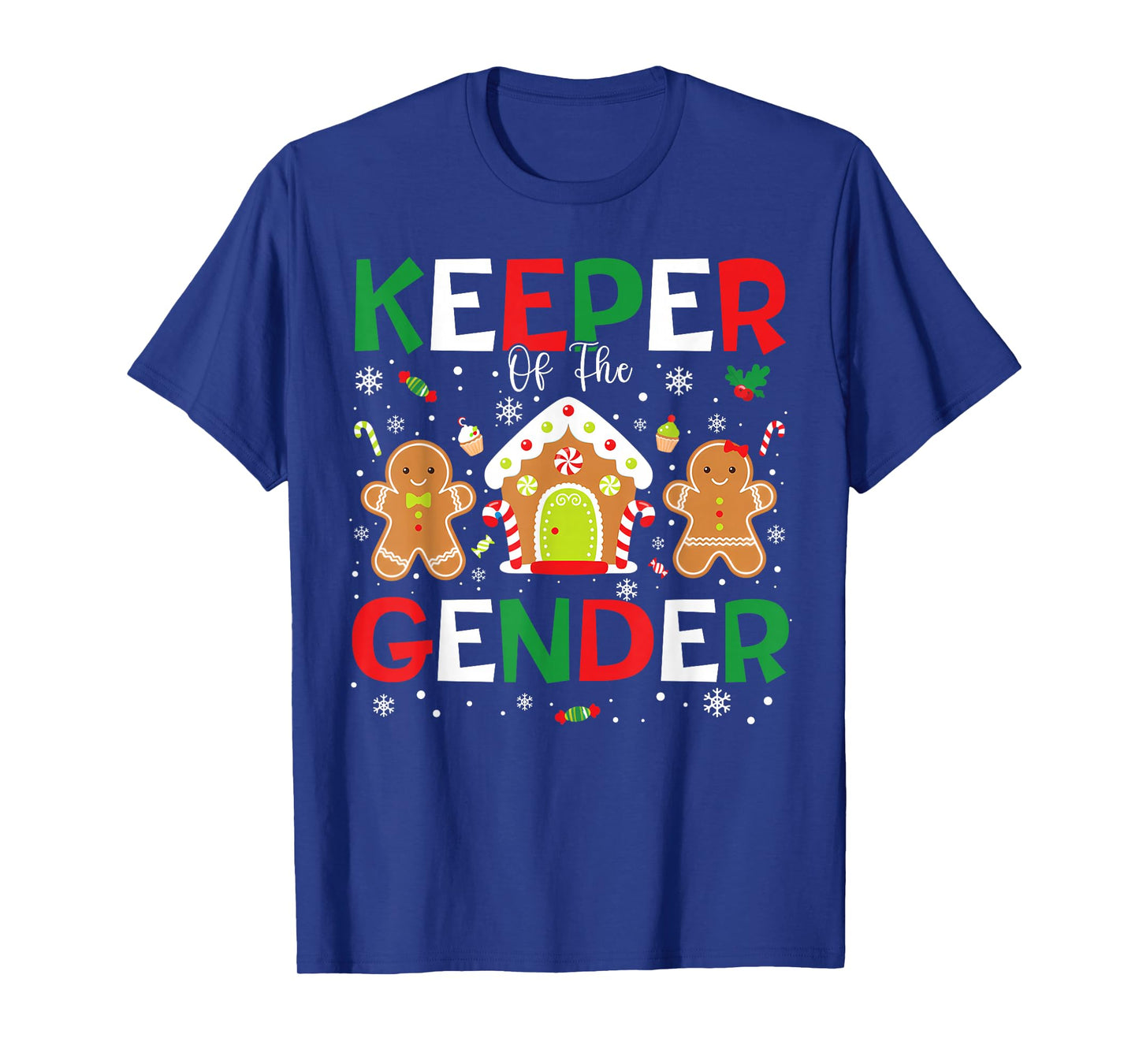 Keeper of The Gender Reveal Christmas Gingerbread Boy Girl T-Shirt