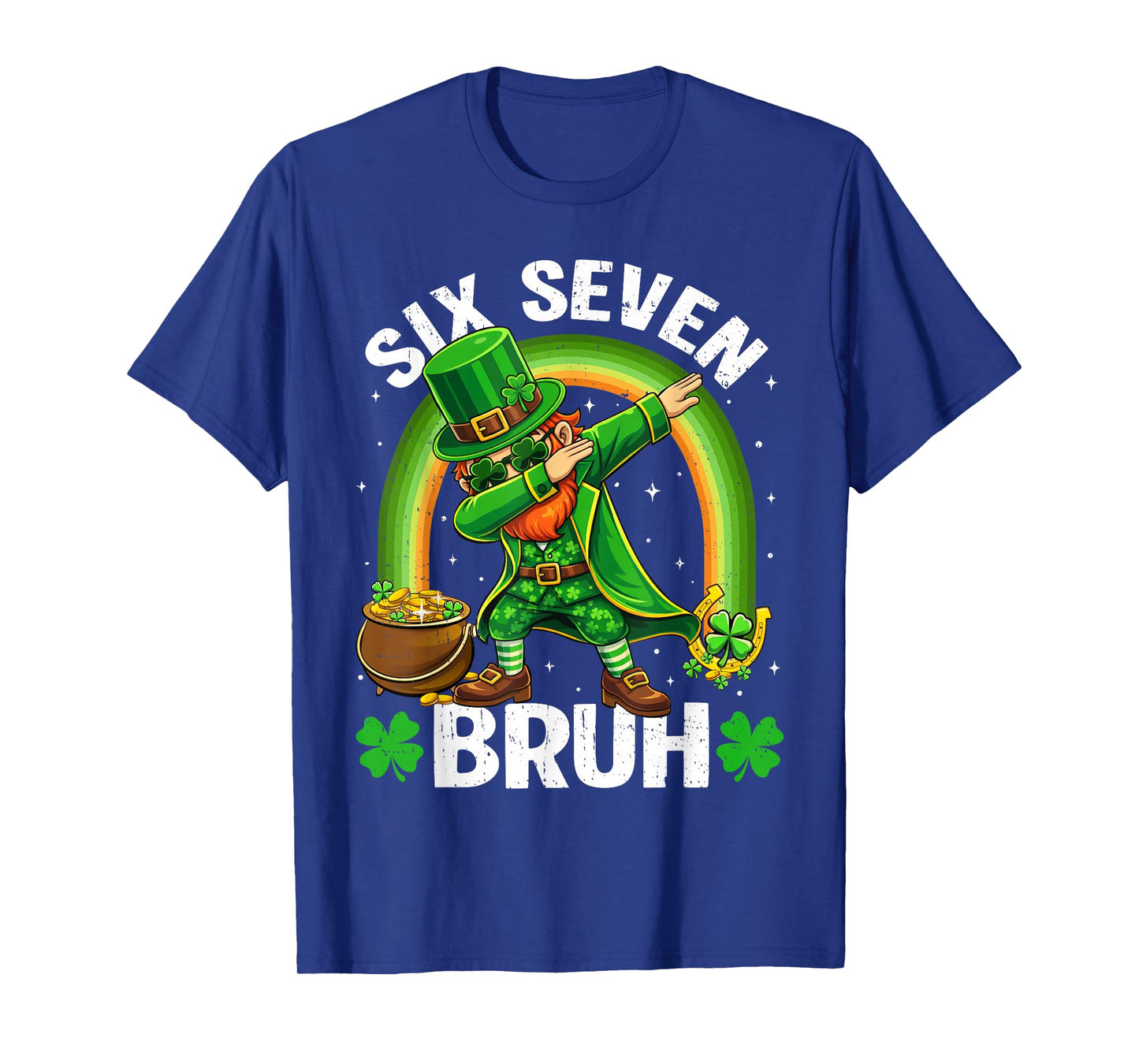 St Patricks Day Dabbing Leprechaun Boys Kids Six Seven Bruh T-Shirt