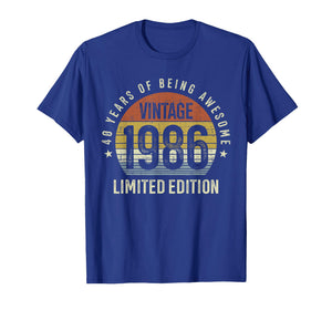 40th Birthday Vintage 1986 Limited Edition 40 Years Old T-Shirt