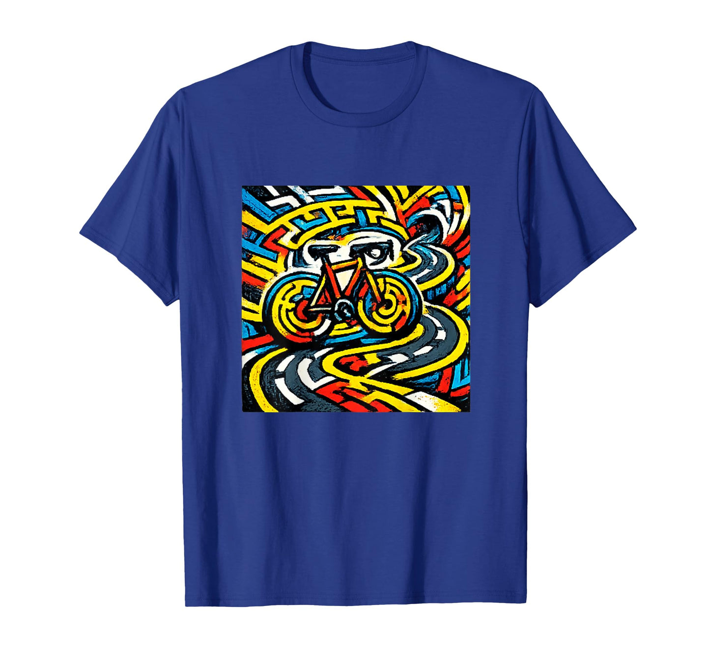 Cycling Psychedelic Maze Road Bike Art T-Shirt