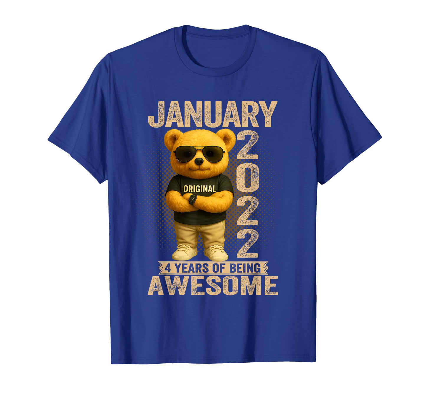 4 Year Old January 2022 Teddy Bear 4th Birthday Men Women T-Shirt